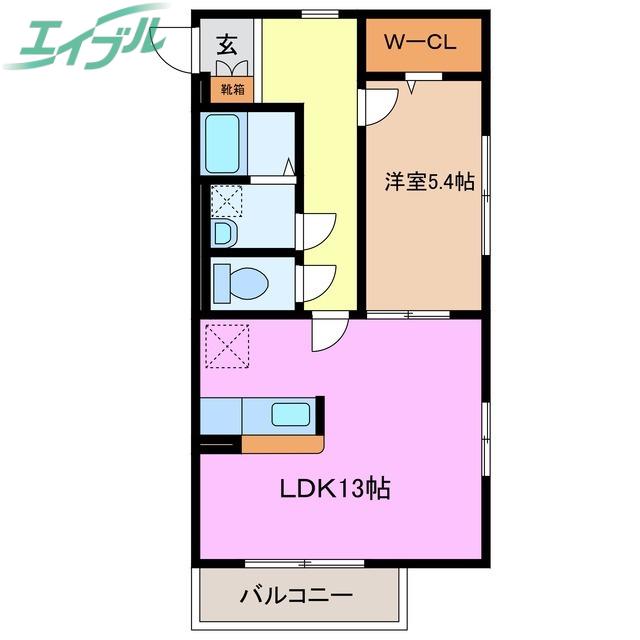 ティーダ(1LDK/2階)の間取り写真