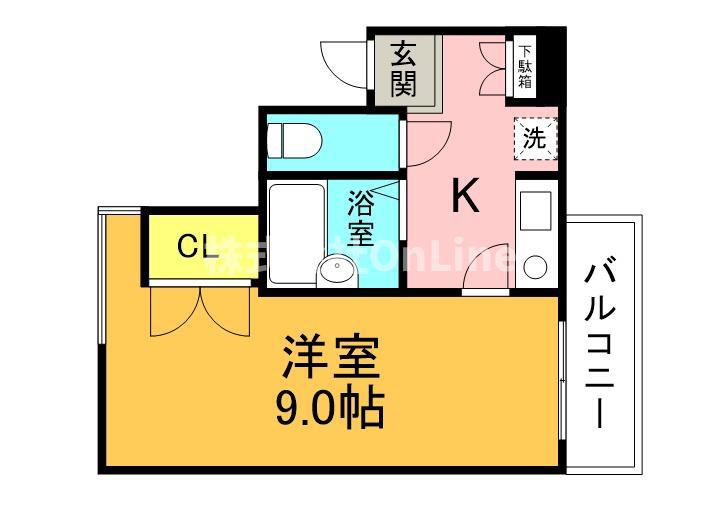 ライフコート清水谷(1K/6階)の間取り写真