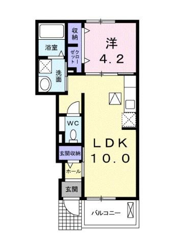 エトワールB(1LDK/1階)の間取り写真