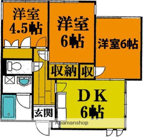 グリーンルーフ湘南(3DK/1階)の間取り写真