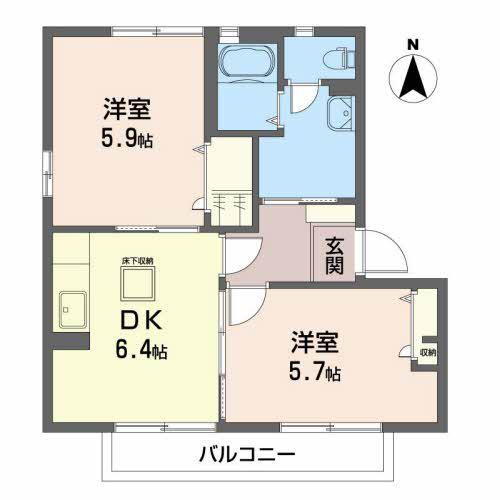 ヴァンテージA館(1LDK/1階)の間取り写真