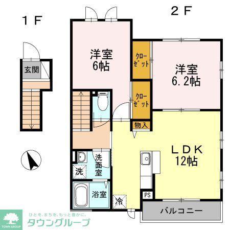 アミティエ公郷町(2LDK/2階)の間取り写真