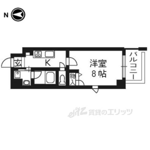 クリスタルグランツ京都御所北(1K/2階)の間取り写真