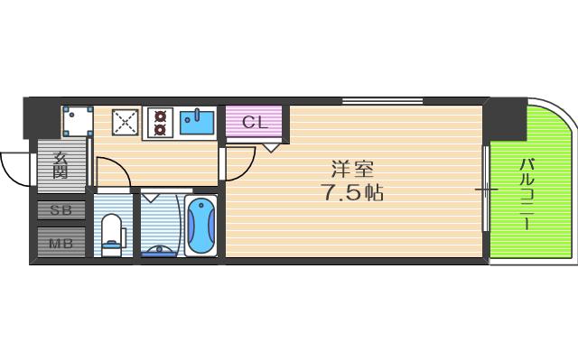 ARK ONE(1K/4階)の間取り写真