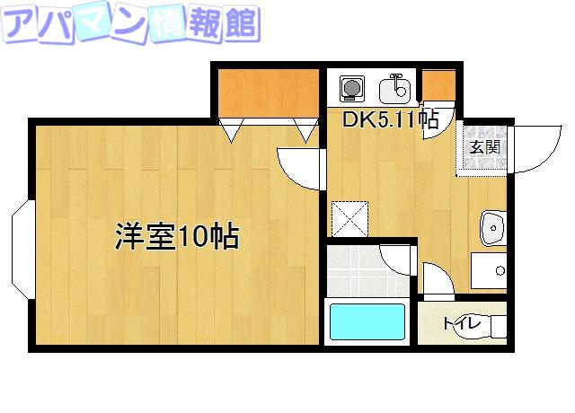 ファミールヴィラ東出来島(1DK/4階)の間取り写真