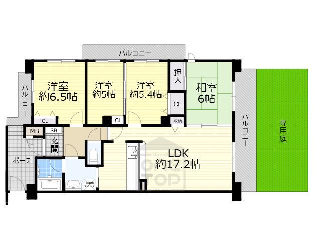 フォルム千里中央(4LDK/1階)の間取り写真