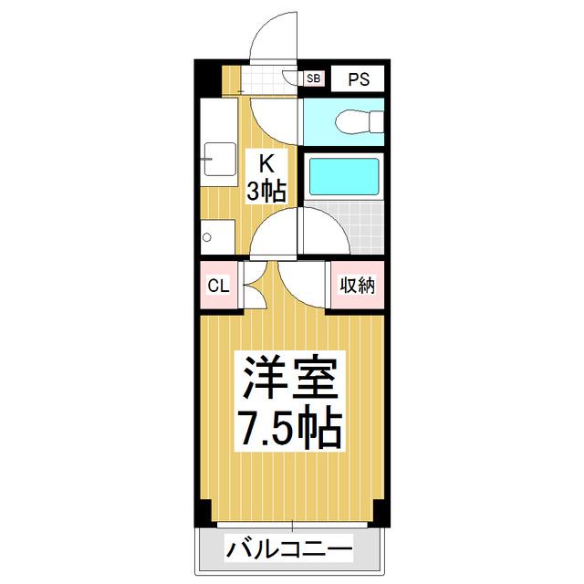 コーポホワイトヒル(1K/3階)の間取り写真