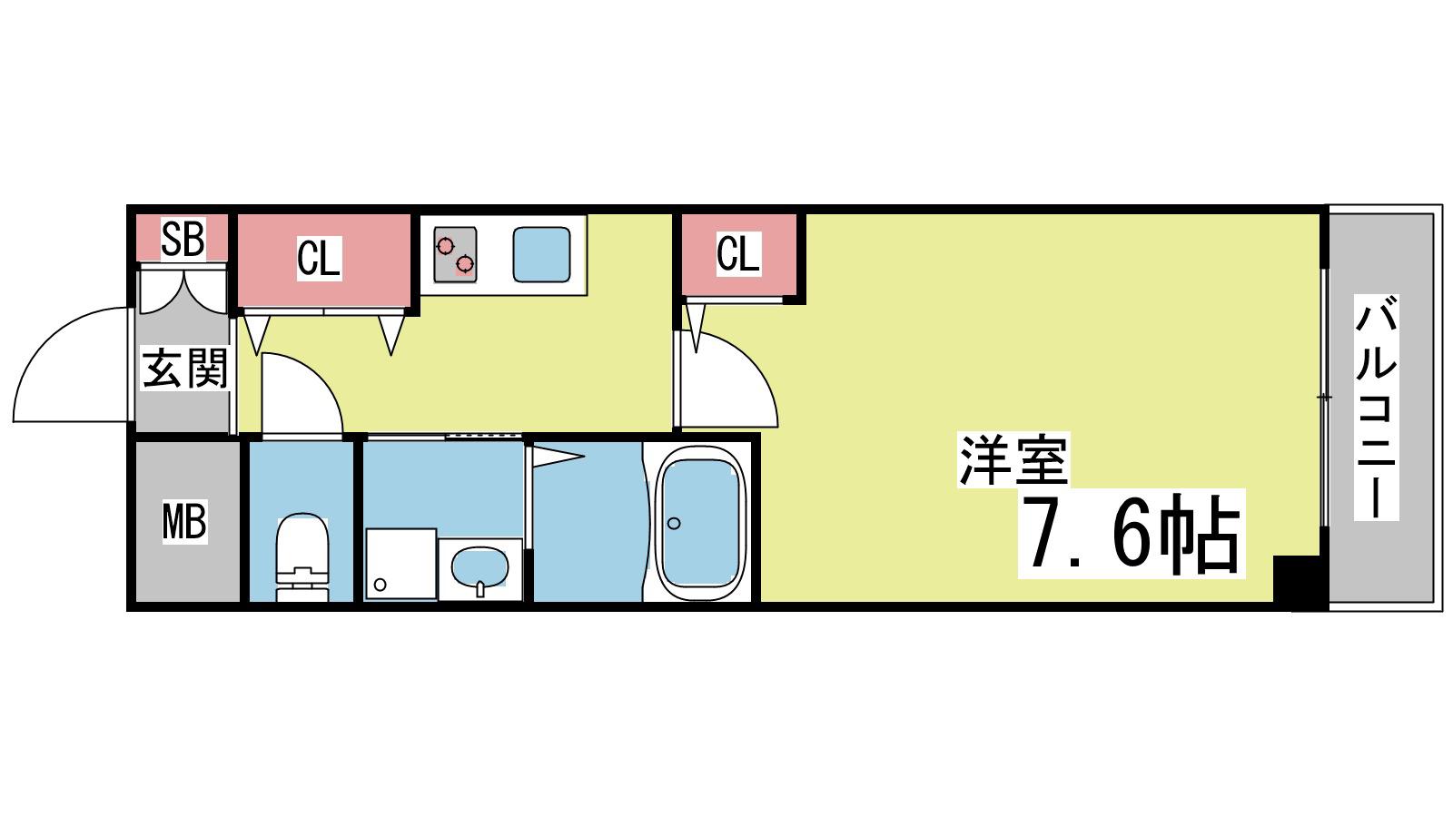 プレジール灘(1K/10階)の間取り写真
