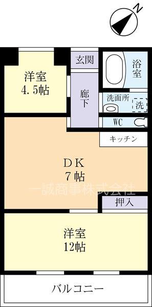第一池田ビル(2DK/7階)の間取り写真