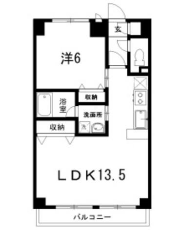 シャルマン(1LDK/4階)の間取り写真