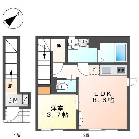 ESPOIR HILLS(1LDK/2階)の間取り写真