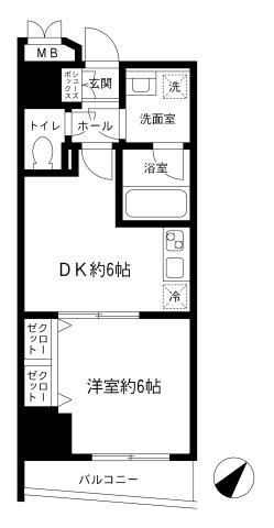 エステムプラザ市谷外濠公園(1DK/3階)の間取り写真