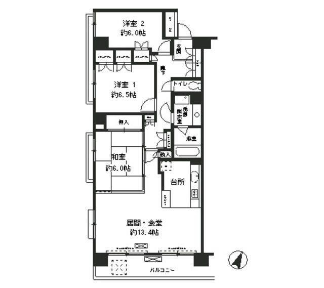 クラッサ目黒かむろ坂(3LDK/3階)の間取り写真