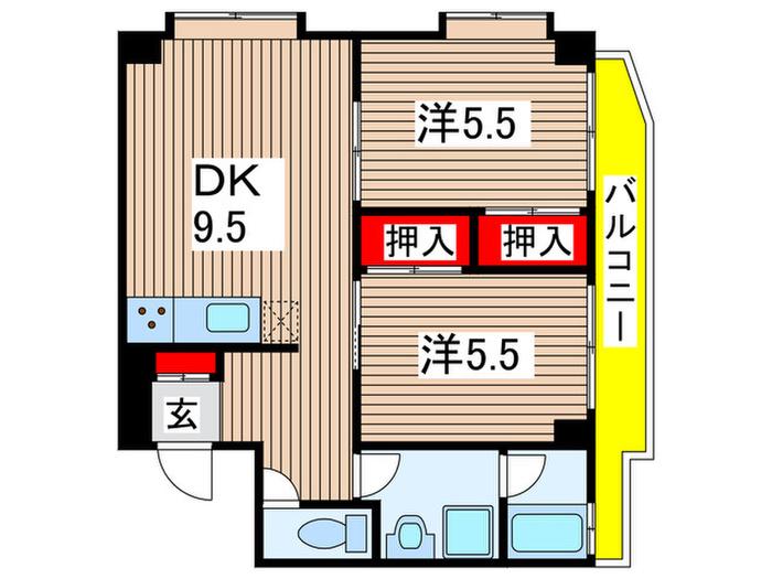 ガーデンハウス本千葉(2DK/3階)の間取り写真