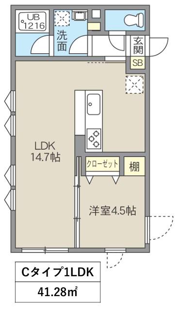 レピュア池袋本町レジデンス(1LDK/1階)の間取り写真