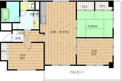 ハイツ大手門(3LDK/10階)の間取り写真