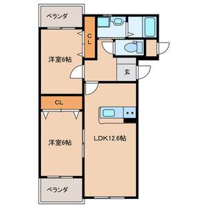 パルフェゆうわ(2LDK/2階)の間取り写真