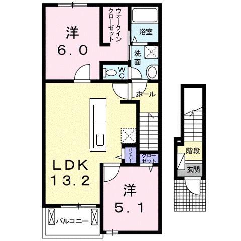 ミニョン・ヒルズ(2LDK/2階)の間取り写真