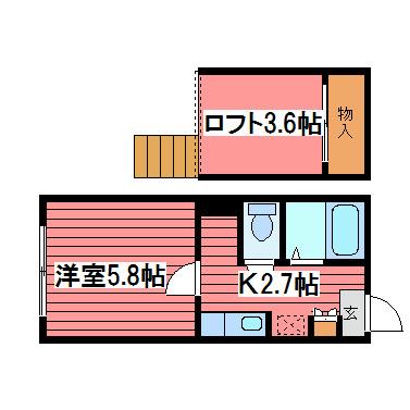 パームツリー月寒東(1K/2階)の間取り写真