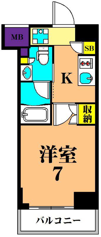 プラウドフラット南品川(1K/5階)の間取り写真