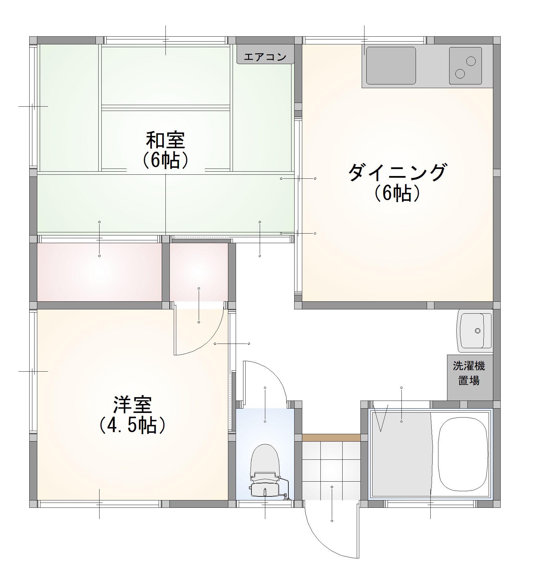 盛田ハイツ(2DK/1階)の間取り写真