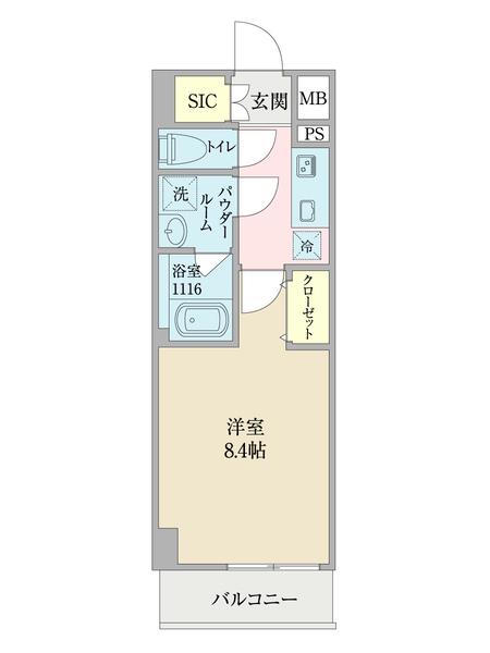 ウエストIN柴田(1K/4階)の間取り写真