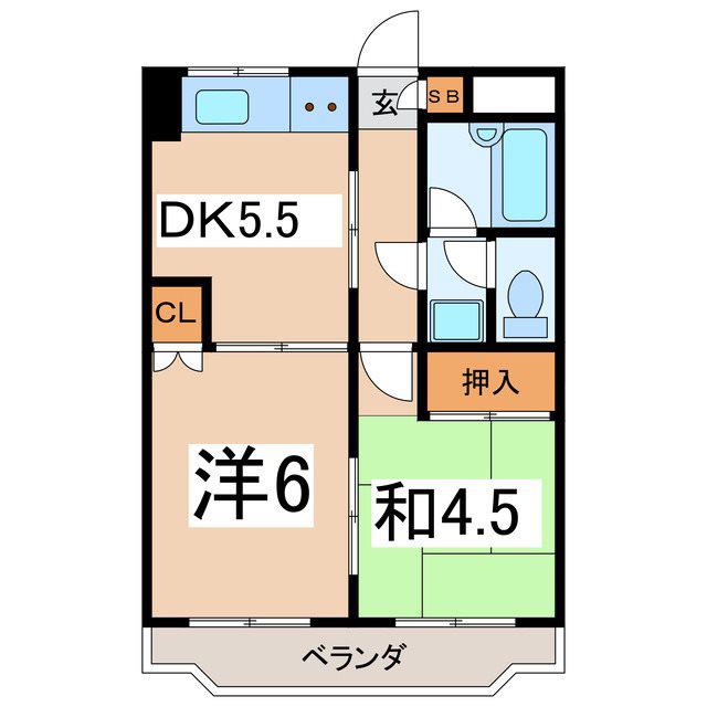 エルピソ甲府(2DK/2階)の間取り写真