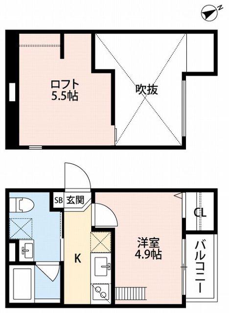 サンテラス住之江公園(1K/2階)の間取り写真