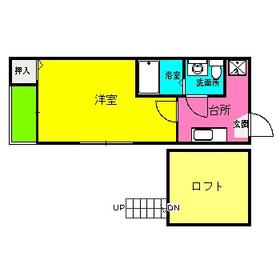 シャローム井尻II(1K/2階)の間取り写真