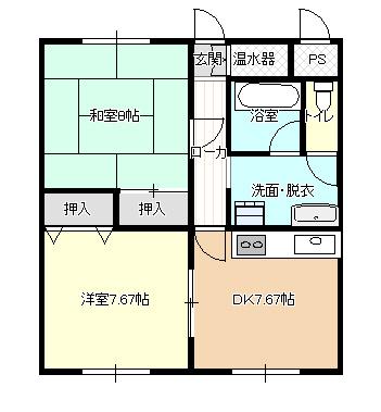 ルネサンス盛岡(2DK/1階)の間取り写真