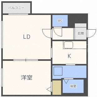 エルサコート澄川(1LDK/4階)の間取り写真