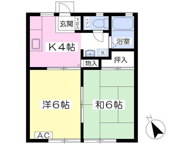 サンシティ中野(2K/1階)の間取り写真