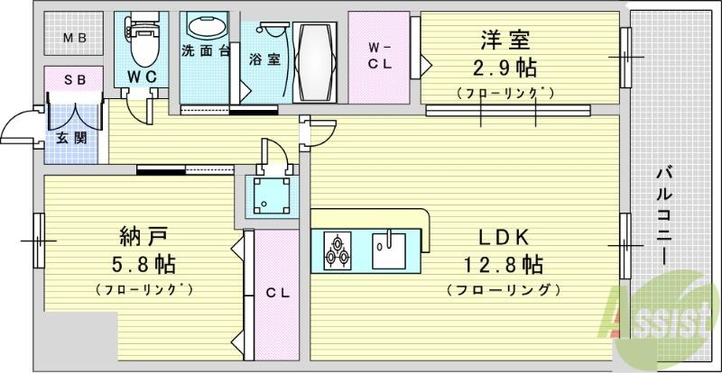 スプランディッドライズ新大阪ノース(2LDK/12階)の間取り写真