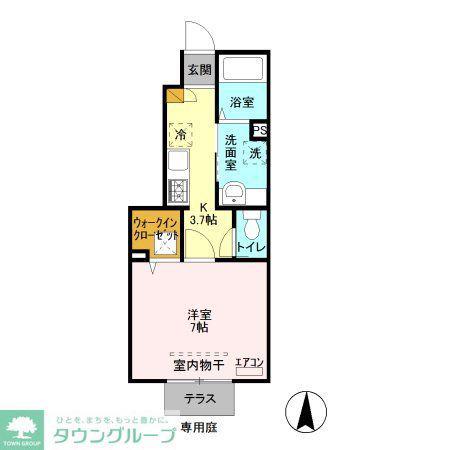 LA CASA FELICE(1K/1階)の間取り写真