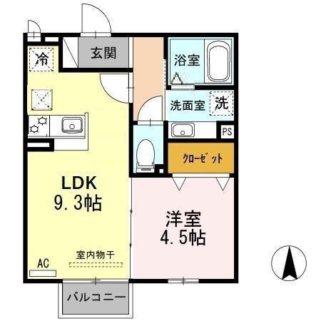 ぱるタウン C(1LDK/1階)の間取り写真