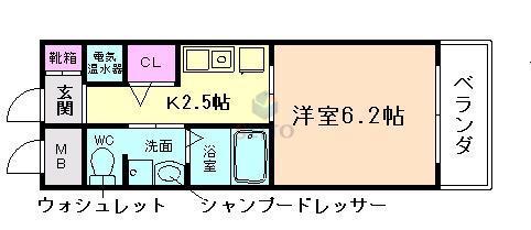 十三本町ウィンズマンションII(1K/2階)の間取り写真