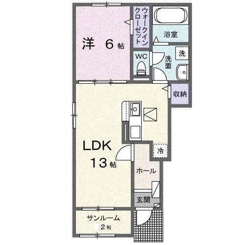 アイリス ガーデン(1LDK/1階)の間取り写真