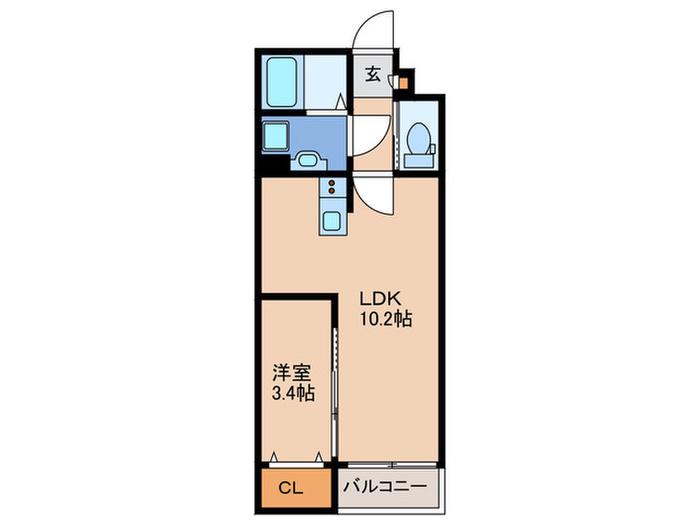 アヴァンセ千早(1LDK/2階)の間取り写真