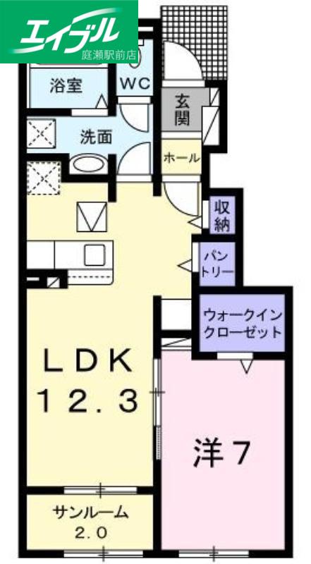 カーサ フォルトゥーナ(1LDK/1階)の間取り写真