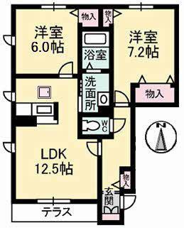 ヴェルデ(2LDK/1階)の間取り写真