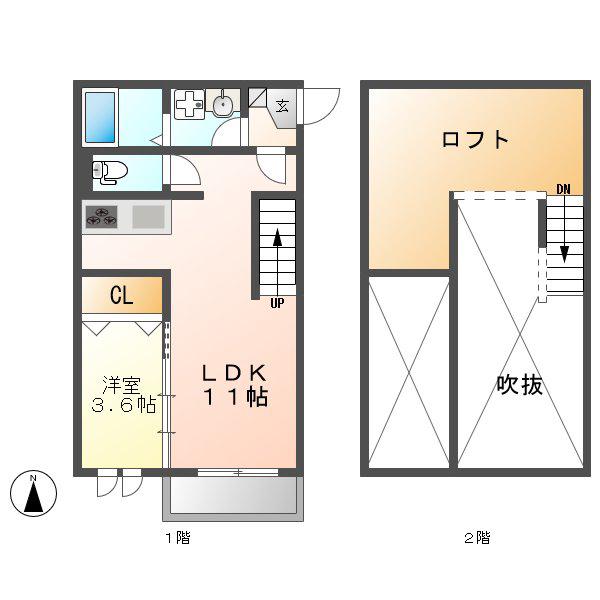 CREO八田壱番館(1LDK/1階)の間取り写真
