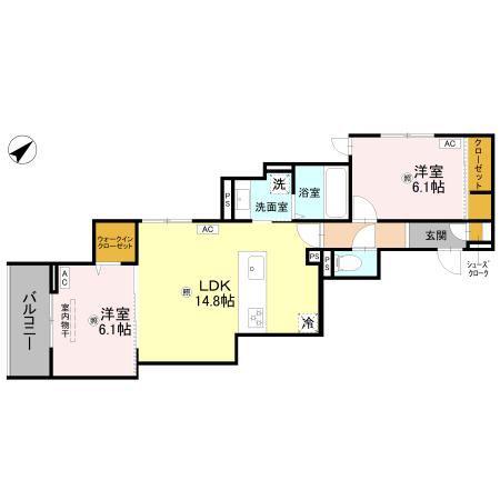ラ メゾン ピック 中百舌鳥II(2LDK/2階)の間取り写真