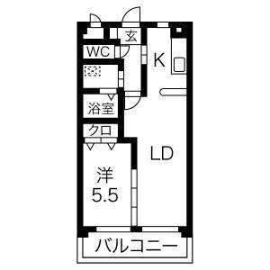 ピースフルムーン(1LDK/2階)の間取り写真