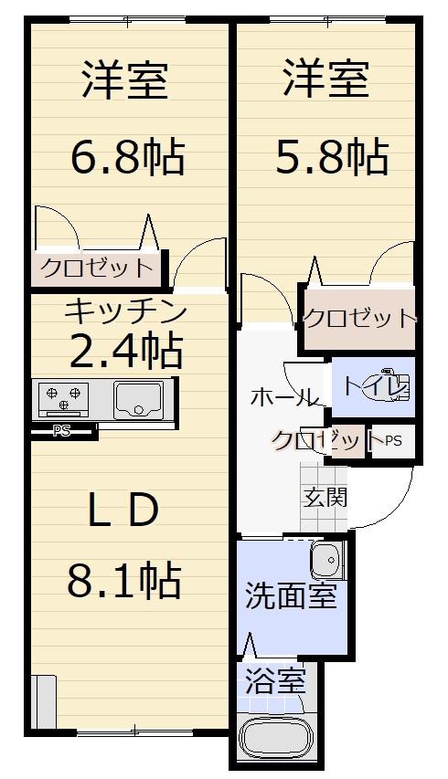 シャーメゾンオレンジハウス(2LDK/2階)の間取り写真