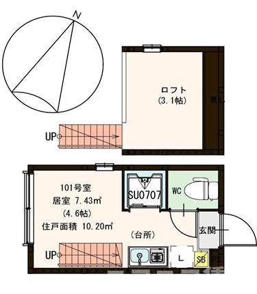 アリー小菅(ワンルーム/1階)の間取り写真