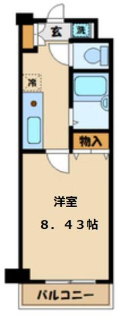 ドルフ喜多見(1K/1階)の間取り写真