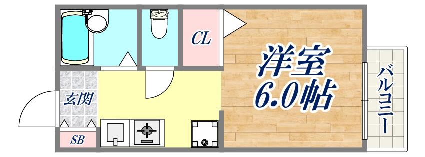 甲南ハイツ(1K/1階)の間取り写真