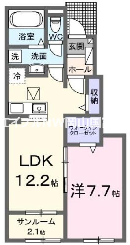 フェリスガーデン(1LDK/1階)の間取り写真
