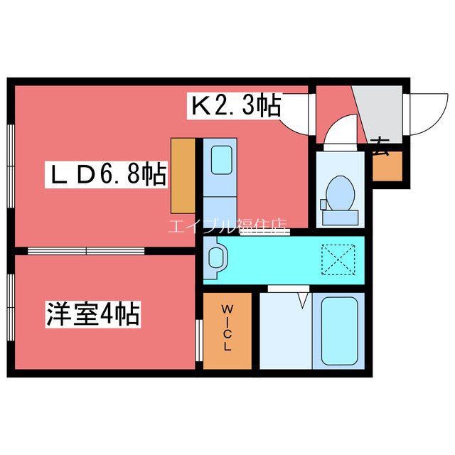 FLAP福住(1LDK/1階)の間取り写真