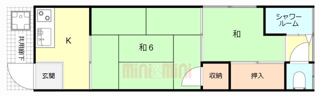 浜田文化(2K/2階)の間取り写真